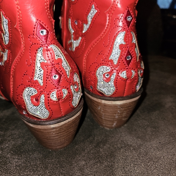 Sara Iris Women's Rhinestone Cowgirl Boots, Mid Calf Boots - Picture 5 of 12